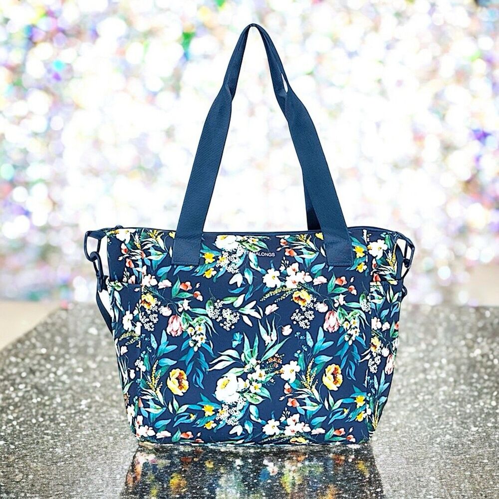 MYTAGALONGS MINI COMMUTER NEOPRENE TOTE BAG - Black Navy Floral Print NWT
